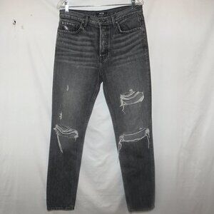 GRLFRND Karolina High Rise Distress Straight Black Wash Rigid Jean 29